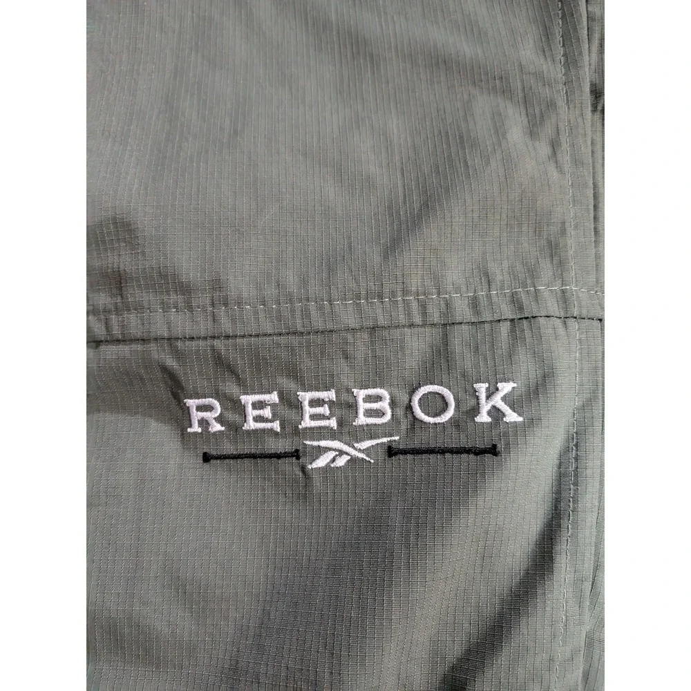 Reebok Vintage Mens Ripstop Windbreaker Pants Olive Green Mesh Lined Track M